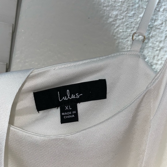 Glamourous Lifestyle White Satin Faux-Wrap Mini Dress - Lulu's XL - Picture 8 of 9